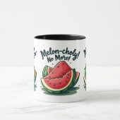 Grappige Watermeloen Pun "Melon-choly No More" Mok (Midden)