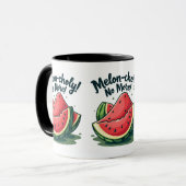Grappige Watermeloen Pun "Melon-choly No More" Mok (Voorkant links)