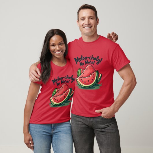Grappige Watermeloen Pun "Melon-choly No More" T-shirt (Unisex)