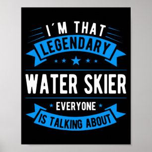 Grappige waterskiër zegt watersporten waterskiën poster