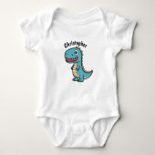 Grappige Waterverf Dinosaurus Gepersonaliseerd Romper (Voorkant)