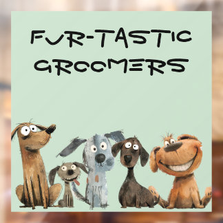 Grappige Waterverf Dog Groomers Boutique Blue Raamsticker