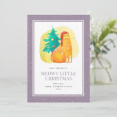 Grappige Waterverf Kat Paarse Kerst Kaart (Staand voorkant)