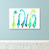 Grappige waterverf kerstbomen canvas afdruk (Insitu (Houten vloer))