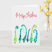 Grappige waterverf kerstbomen kaart (Gele Bloem)