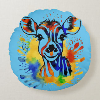 Grappige waterverf kleurrijke antilope rond kussen