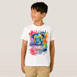 Grappige waterverf kleurrijke hond t-shirt