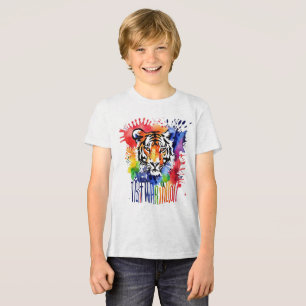 Grappige waterverf kleurrijke tijger Tri-Blend shirt