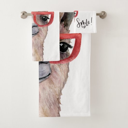 Grappige Waterverf Llama Bad Handdoek (Insitu)