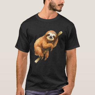 Grappige waterverf luiaard kunst t-shirt