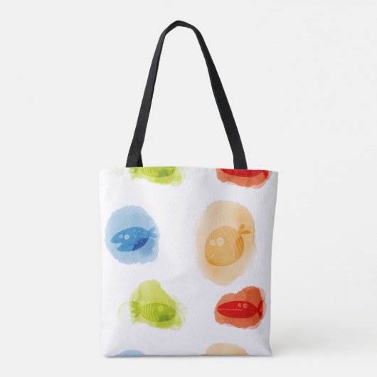 Grappige Waterverf Vissen op witte achtergrond Draagtas (Achterkant)