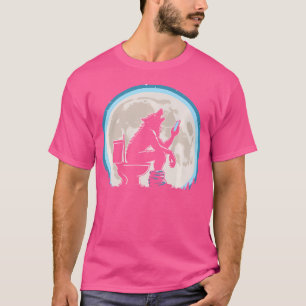 Grappige wc-Humor weerwolf of wolf huilen bij de T-shirt