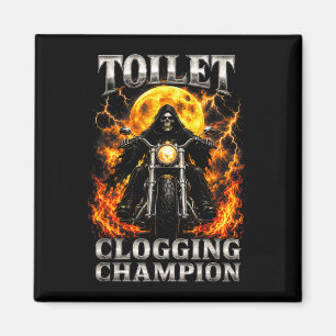 Grappige wc-verstoppende kampioensskeletbiker magneet