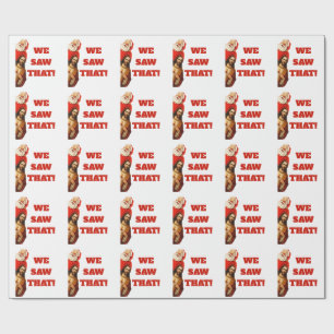 Grappige “We Saw That” Kerstman en Jezus Design Cadeaupapier