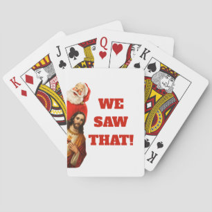 Grappige “We Saw That” Kerstman en Jezus Design Pokerkaarten