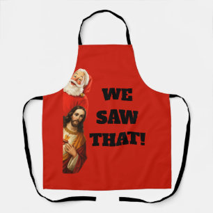 Grappige “We Saw That” Kerstman en Jezus Design Schort