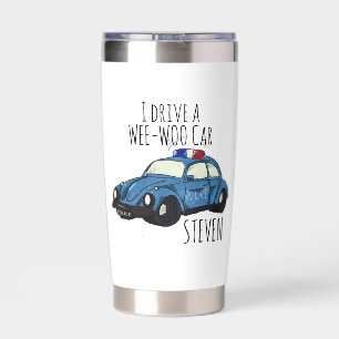Grappige Wee-Woo Auto Cartoon  Geïsoleerde Drinkbeker