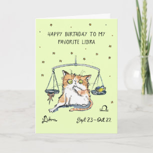 Grappige Weegschaal kaart Sterrenbeeld Katten Horo