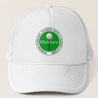 Grappige Weekend Forecast Golf Ball Baseball Trucker Pet