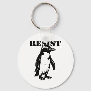Grappige Weerstand Pinguïn Protesteert Tegen Tarie Sleutelhanger