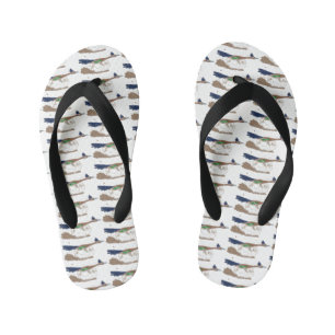 Grappige wegloperende vogel cartoonillustratie kinder teenslippers
