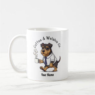 Grappige Welsh Terrier Hond Zakelijke Pak Koffie Koffiemok