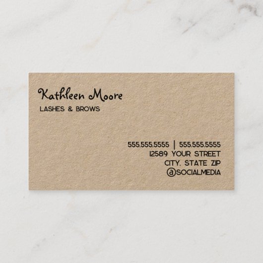 Grappige wenkbrauwen en wimpers Kraft Visitekaartje (Achterkant)
