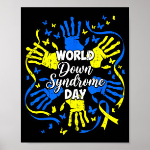 Grappige wereld downsyndroom bewustzijn kinderen j poster