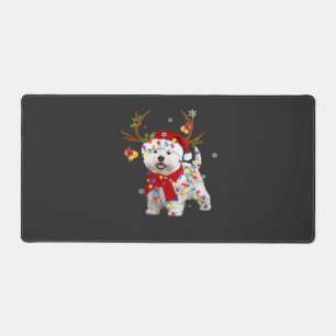 Grappige Westie Kerst T-shirt Rendier Kerstverlich Bureaumat