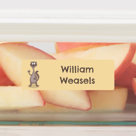 Grappige wezel cartoon gepersonaliseerd labels (Aangebracht)
