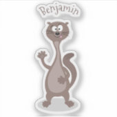 Grappige wezel cartoon illustratie sticker (Voorkant)