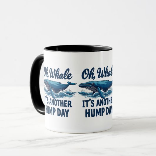 Grappige Whale Pun "Oh Whale" Hump Day Design Mok (Voorkant links)