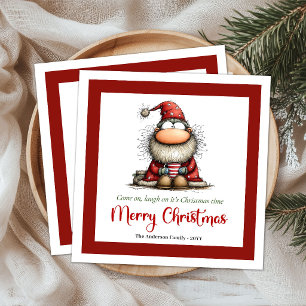 Grappige Whimsical Kerstman Minimalistische Servet