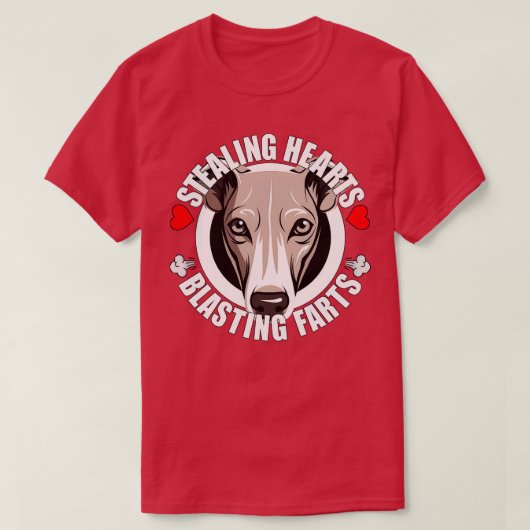 Grappige Whippet Stealing Hearts Blasting Farts Ho T-shirt (Design voorkant)
