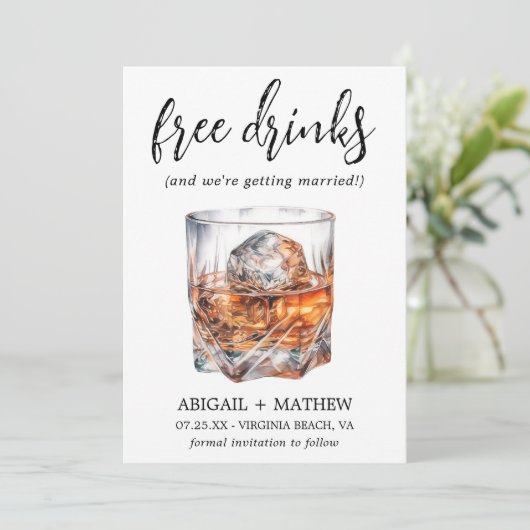 Grappige Whiskey Cocktails Drank Foto Trendy Bruil Save The Date (Staand voorkant)