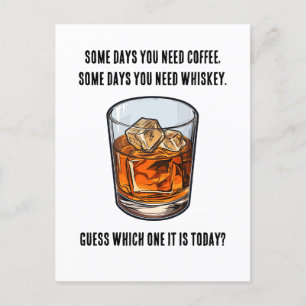 Grappige Whiskey Tumbler - Koffie of Whiskey? Briefkaart
