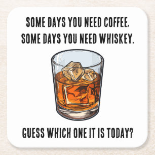 Grappige Whiskey Tumbler - Koffie of Whiskey? Vierkante Kartonnen Onderzetter