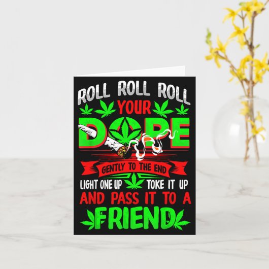 Grappige Wiet T Liefhebber Roll Joint Vriend Roken Kaart (Gele Bloem)