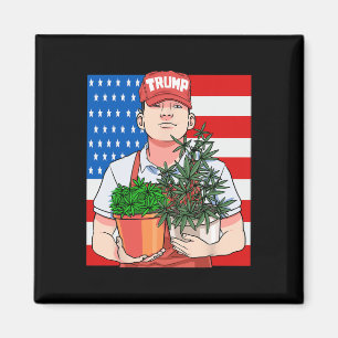 Grappige Wietrokende Stoner Stemt Op President Tru Magneet