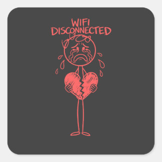 Grappige Wifi Verbinding Verbroken Gebroken Hart G Vierkante Sticker