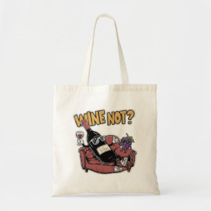 Grappige wijn en druiven tote bag