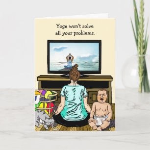 Grappige wijn en yoga Humor vriendschap Kaart