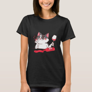 Grappige Wijn Kat Kat Wijn Liefhebber T-shirt