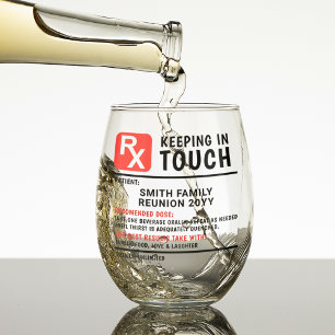 Grappige wijn recept familie reünie aangepaste tek wijnglas zonder voet