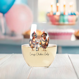 Grappige wijnliefhebber / kip dame wijnglas zonder voet