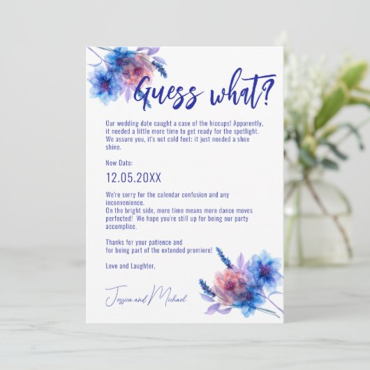 💍Grappige wijzigingsdatum Pastel Whispers Meadows Save The Date (Staand voorkant)