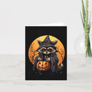 Grappige Wilde En Griezelen Cute Wasbeer Halloween Kaart