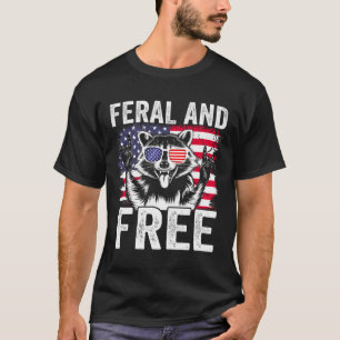 Grappige Wilde En Vrije Wasbeer Jongens Usa Vlag 4 T-shirt