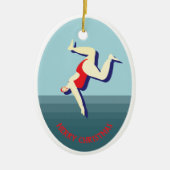Grappige wilde zwemmende vrouw Kerstmis Keramisch Ornament (Voorkant)