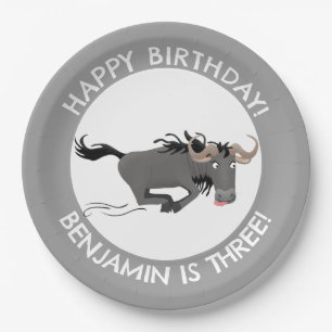 Grappige wildebeest gepersonaliseerde cartoon verj papieren bordje